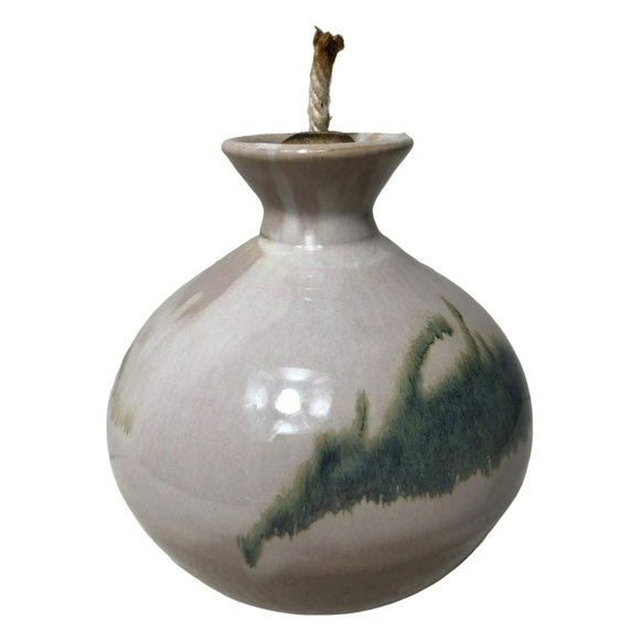 One of a Kind Handmade Glazed Ceramic Oil Lamp, Wick Lamp - Picture 1 of 6